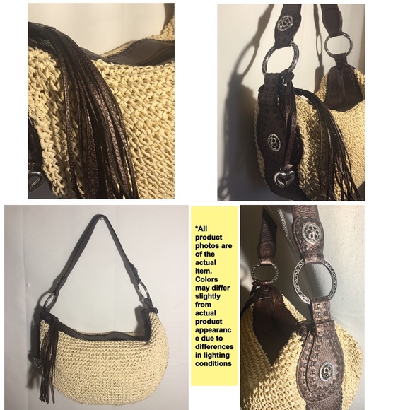 Brighton Straw & Leather shoulder/sachet hand Bag - Picture 7 of 7